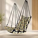 JULJULIA Cotton Swing for Balcony, Heavy Duty Jhula for Adults, 200 kg Weight Capacity, Comfortable Hanging Swing Chair for Indoor Outdoor Home, Garden, Patio, Terrace, Apartment - Plain 3D Yellow