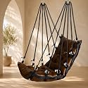 JULJULIA Cotton Swing for Balcony, Jhula for Adults with 200 kg Capacity, Comfortable Hanging Swing Chair for Indoor Outdoor, Home, Patio, Garden, Terrace, Apartment, Relaxing Hammock Seat Coffee