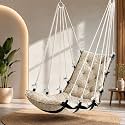 JULJULIA Swing for Balcony, Cotton Hanging Chair for Adults, 200 kg, Cream