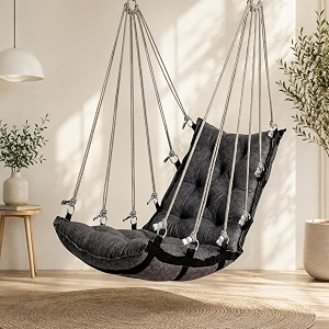 juljulia swing for balcony cotton hanging chair for adults 200 kg dark grey