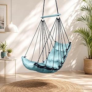 juljulia cotton swing for balcony heavy duty jhula for adults 120 kg weight capacity comfortable hanging swing chair for indoor outdoor home garden patio terrace apartment - jj low k sea green