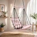 JULJULIA Swing for Balcony Comfortable Cotton Swing Relaxing Jhula for Adults for Home Indoor Outdoor Hanging Seat for Apartment Patio Terrace Garden- 120 kg Weight Capacity - JJ Low K Peach
