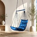 JULJULIA Cotton Swing for Balcony, Premium Jhula for Adults & Kids, Heavy Duty Hanging Swing Chair for Indoor Outdoor Home, Garden, Patio, Terrace, Apartment, Comfortable Seat - JJ Low Firozi
