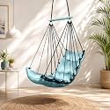 JULJULIA Cotton Swing for Balcony, Heavy Duty Jhula for Adults, 120 kg Weight Capacity, Comfortable Hanging Swing Chair for Indoor Outdoor Home, Garden, Patio, Terrace, Apartment - JJ Low K Sea Green