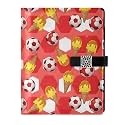 JULYTO Soccer Ball Ice Cream PU Leather Notebook Binder A5 6 Ring Refillable Journal with Magnetic Buckle Closure Travel Planner Notebook Binder for Business Cards,Office,