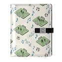 JULYTO Soccer Field Music Notes PU Leather Notebook Binder A5 6 Ring Refillable Journal with Magnetic Buckle Closure Travel Planner Notebook Binder for Business Cards,Office,