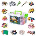 Jumbo Arts &amp; Crafts Kit Box - 2,000+ Pieces Pompoms, Craft Sticks, Pipe Cleaners, Scissors, &amp; More in Large Craft Box - Art Supplies Set for Adults &amp; Kids Age 6,7,8,9,10,11,12 - Large Organizer Box