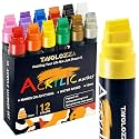 Jumbo Markers 12 Colors, Graffiti Markers-Include Gold Silver, 15MM Felt Tip Acrylic Paint Marker, Thick Jumbo Marker for Posters Board, Fabric, Canvas, Window, Wood, Teachers, Banner, Glass