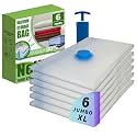 Jumbo XL Vacuum Storage Bags with Pump, Vacuum Seal Space Saver Bags 6 Pack