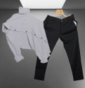 Jumii Enterprise Men Solid Casual Grey, Black Shirt
