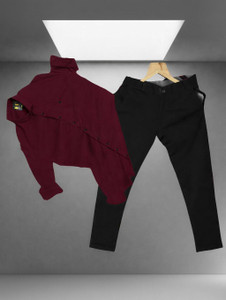 jumii enterprise men solid casual maroon black shirt