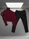 Jumii Enterprise Men Solid Casual Maroon, Black Shirt