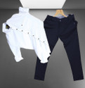 Jumii Enterprise Men Solid Casual White, Black Shirt