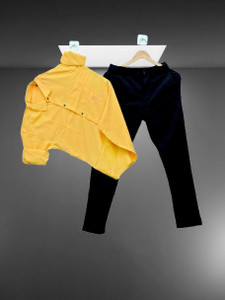 jumii enterprise men solid casual yellow black shirt