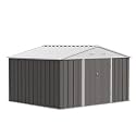 JUMMICO 10 x 8 FT Outdoor Storage Shed, Large Metal Garden Shed &amp; Tool Sheds for Backyard Garden Patio Lawn (Grey)