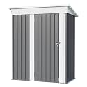 JUMMICO Metal Outdoor Storage Shed 5 x 3 FT Metal Shed with Lockable Door,Waterproof Garden Tool Shed Storage House for Backyard Patio Lawn,Grey