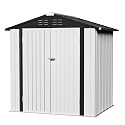 JUMMICO Metal Outdoor Storage Shed 6 x 4 FT Metal Shed with Lockable Door,Waterproof Garden Tool Shed Storage House for Backyard Patio Lawn,White