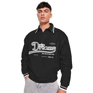 Jump Cuts Mens Printed Polo Neck Full