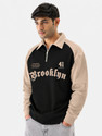 Jump Cuts Printed Men Polo Neck Black