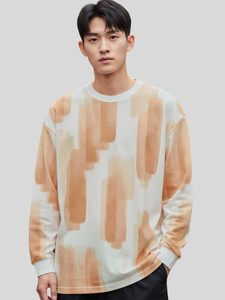Jump Cuts Printed Men Round Neck White