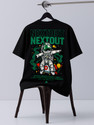 Jump Cuts Printed Men Round Neck Black