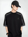 Jump Cuts Solid Men Round Neck Black