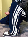 Jump Cuts Striped Men Dark Blue Track