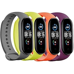 jump start silicone replacement bracelet watch bands for xiaomi mi band 3mi band 4 - skin-friendly soft amp flexible straps for men and women watch not included- combo pack of 4