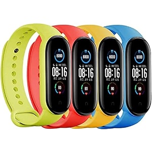 jump start silicone replacement bracelet watch bands for xiaomi mi band 3mi band 4 - skin-friendly soft amp flexible straps for men and women watch not included- combo pack of 4