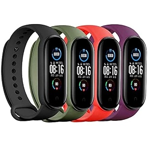 jump start silicone replacement bracelet watch bands for xiaomi mi band 3mi band 4 - skin-friendly soft amp flexible straps for men and women watch not included- combo pack of 4