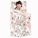JumpOff Jo Nap Mat for Kids - Cozy Kids Rest Mat with Removable Pillow and Ultra Soft Blanket for Preschool, Daycare, and Sleepovers - Floral Watercolor