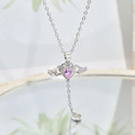 JUMSA Anti Tarnish Stainless Steel Silver Diamond Flying Angelwing Necklace Crystal Silver Plated Stainless Steel Necklace