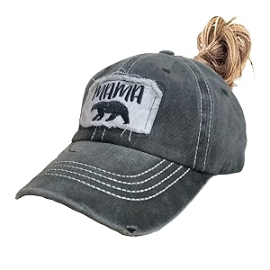 women high ponytail baseball caps washed cotton plain dad hat