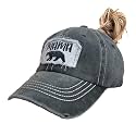 Women High Ponytail Baseball Caps Washed Cotton Plain Dad Hat