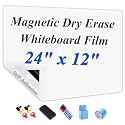 JUMUBOARD Self-Adhesive Magnetic Dry Erase Whiteboard Sticker, 24" x 12"