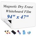JUMUBOARD Self-Adhesive Magnetic Dry Erase Whiteboard Sticker, 94" x 47"