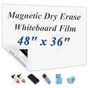 JUMUBOARD Self-Adhesive Magnetic Dry Erase Whiteboard Sticker, 48" x 36"
