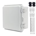Junction Box, Outdoor Electrical Boxes Waterproof IP67 ABS Plastic Project Box Stainless Latches Enclosure with Mounting Plate, Wall Brackets, 5.9"x5.9"x3.5"