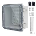 Junction Box, Outdoor Electrical Boxes Waterproof IP67 ABS Plastic Project Box Stainless Latches Enclosure with Mounting Plate 150x150x90mm