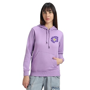 JUNEBERRY Cotton Fleece Regular Fit Hooded Sweatshirt