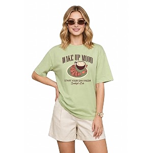 JUNEBERRY Womens Oversized Graphic T-Shirt Retro Floral