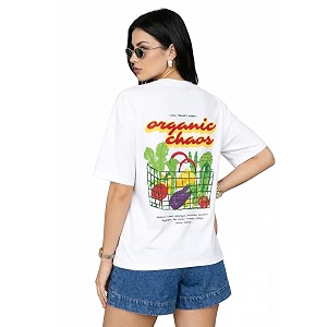 JUNEBERRY Womens Oversized Graphic T-Shirt Retro Floral
