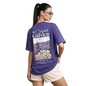 JUNEBERRY Womens Oversized Graphic T-Shirt Retro Floral