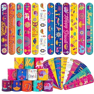 JUNEBRUSHS 56 PCS Diwali Slap Bracelets Bulk
