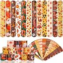 JUNEBRUSHS 56Pcs Fall Thanksgiving Slap Bracelets Wristbands