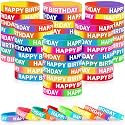 JUNEBRUSHS 64pcs Happy Birthday Rubber Bracelets Classroom
