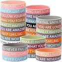 JUNEBRUSHS 64pcs Motivational Quote Silicone Bracelets Colored