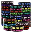 JUNEBRUSHS 64pcs Motivational Silicone Bracelets Bulk Black