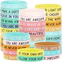 JUNEBRUSHS 64pcs Motivational Silicone Bracelets Inspirational Wristbands