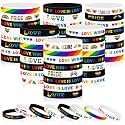 JUNEBRUSHS 64pcs Pride Silicone Bracelets Pride Accessories